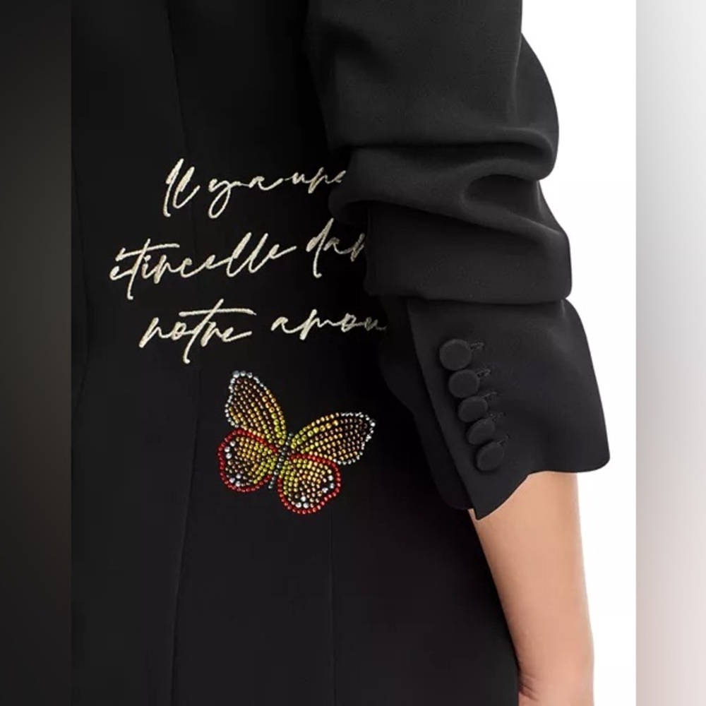 Cinq à Sept butterfly, love letter, scrunched cayenne, blazer, Elegant Black - Picture 15 of 16